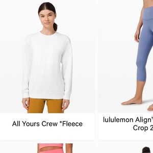 Lululemon White Crew Neck Fleece
